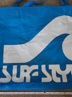 Surf Style Reusable Shopping Tote Bag Blue White Logo Beach Travel Carryall